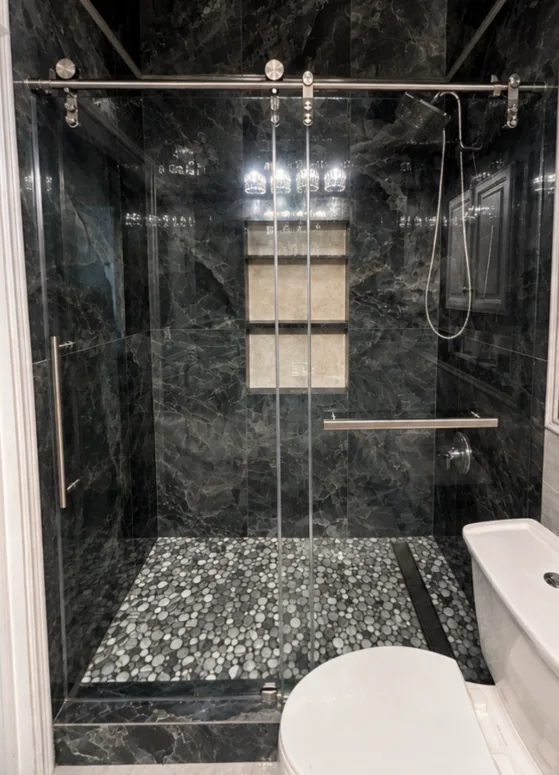 Luxury Shower with pebble shower pan