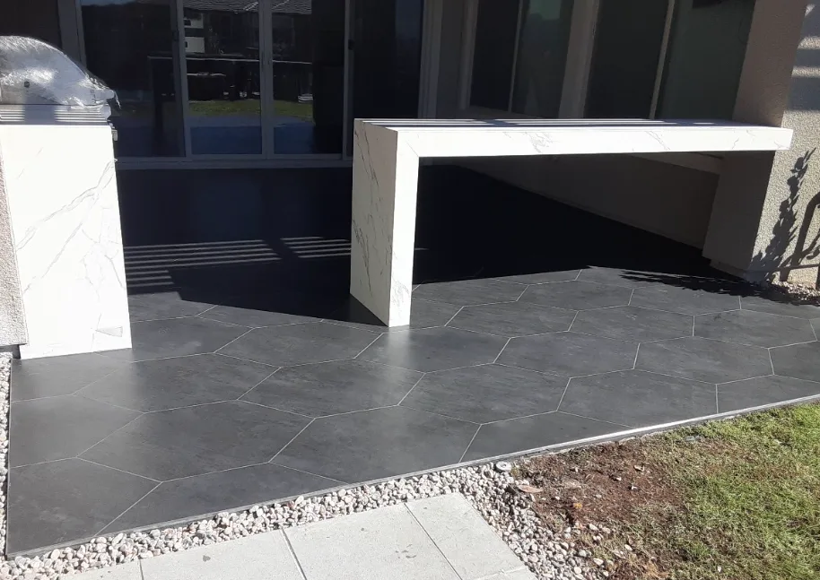 Hexagon porcelain patio & outdoor bar